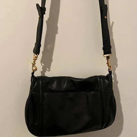 Tory Burch Black Fold Over Leather Shoulder Bag - Picture 3 of 10